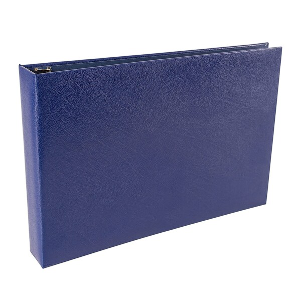 Better Office Products 7-Ring Leatherette Executive Ledger/Check Binder, Zipper Pouch, Holds 9 x 13in Business Checks, Blue 11301 - main